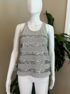 Juicy Couture Grey Tank with Silver Sequin Stripes